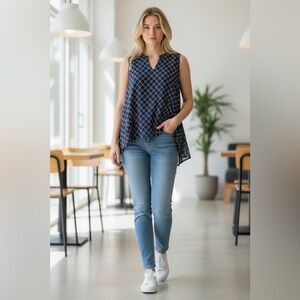 Christina B Hi‑Low Sleeveless Top Large NWT | Flowy Breezy Elegant Silhouette